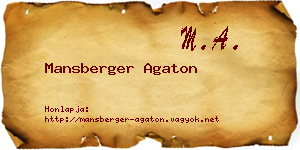 Mansberger Agaton névjegykártya